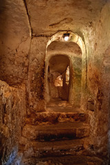 Ancient christian cemetery (catacombs) of Saint Paul. Famous historical landmark in Rabat, Malta.