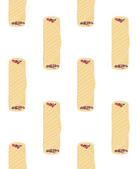 Vector seamless pattern of hand drawn doodle sketch colored shawarma isolated on white background