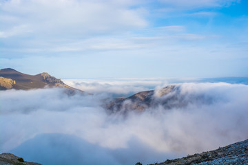 Mountains in the fog