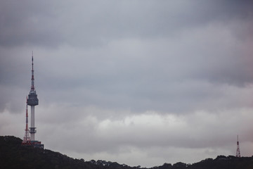Cloudy sky and Namsan Tower in Seoul