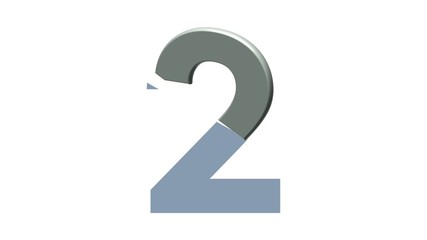 HALF 3D SILVER NUMBERS LETTERS WITH WHITE BACKGROUND : 2 TWO