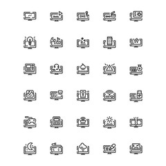 screen, display, monitor, channel and smart television icon. Perfect for application, web, logo, background, game and presentation template. single icon set design line style
