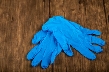 Blue hand masks or gloves isolated