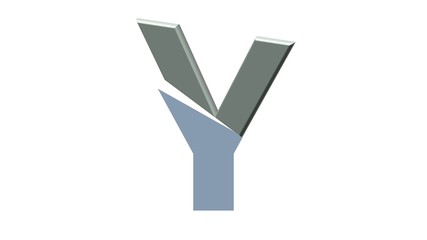 HALF 3D SILVER ENGLISH ALPHABETS LETTERS WITH WHITE BACKGROUND : Y