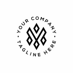 Letter V and M VM art deco monogram icon logo design vector