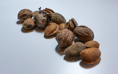 Almonds on a wooden table