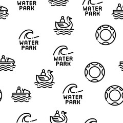 Water Park Attraction Seamless Pattern Vector Thin Line. Illustrations