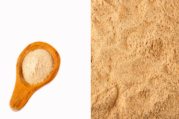 Organic maca powder - Lepidium meyenii. White background