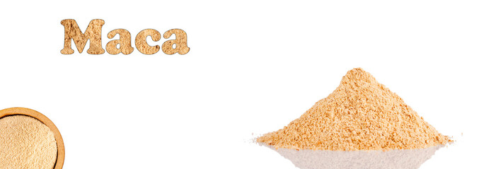 Lepidium meyenii - Maca aphrodisiac powder. White background