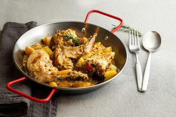 conejo en salmorejo al estilo canario, roasted rabbit in Canarian marinade, Spanish and Canary Islands food