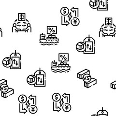 Trade War Business Seamless Pattern Vector Thin Line. Illustrations