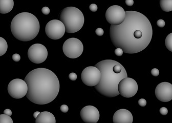 3D abstraction, gray matte layers of different sizes on a black background.