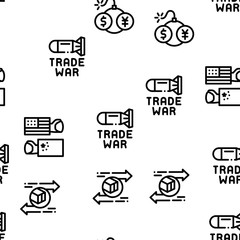Trade War Business Seamless Pattern Vector Thin Line. Illustrations