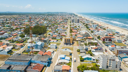 Fototapeta na wymiar Balneário Arroio do Silva - SC. Aerial view of the beach and town of Balneário Arroio do Silva –Santa Catarina - Brazil