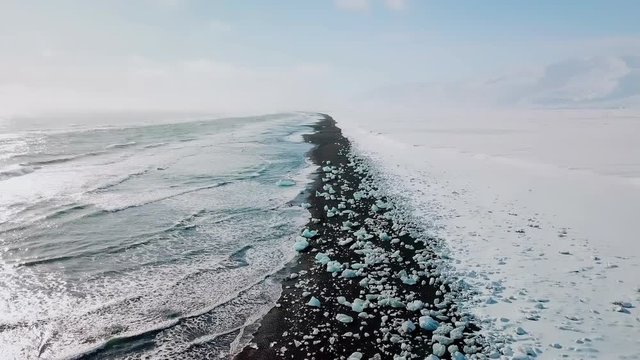 Diamond Beach Ice on Black Lava Sand Iceland