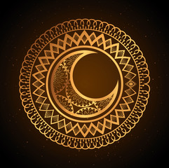 elegant mandala with moon decoration vector illustration design