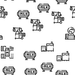 Milk Factory Product Seamless Pattern Vector Thin Line. Illustrations