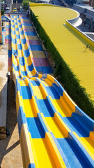 Attraction water slide in the outdoor water park.