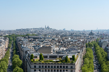Panoramic View from Arc de Triomphe Notheast to Sacre Coeur Church, Paris/France