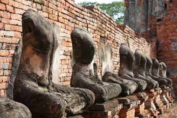 Fototapeta na wymiar Buddha Meditating Gallery at Temple