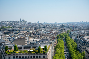 Panoramic View from Arc de Triomphe Notheast to Sacre Coeur Church, Paris/France