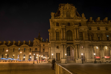 Fototapeta na wymiar Louvre Palace at Night, Paris/France