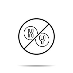 No chromosome iconicon. Simple thin line, outline vector of biology ban, prohibition, embargo, interdict, forbiddance icons for ui and ux, website or mobile application