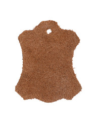 leather shape sample tag, isolated on white