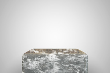 Empty grey marble podium on white background. Best for product presentation. 3d rendered cube pedestal for placement.