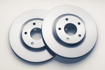 car brake discs on white background