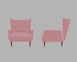 mid century pink armchair 3d illustration graphic 