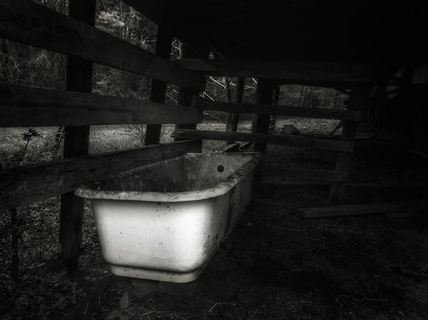 Old Bathtub In Hut