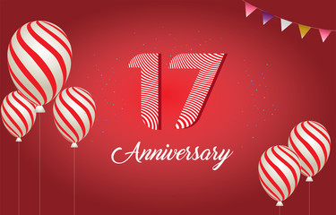 17 years anniversary celebration logo vector template design illustration
