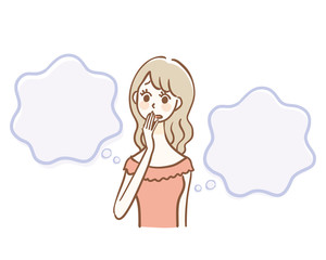 Anxious woman and text space