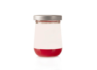 Fruit jam in glass jar  isolated on white