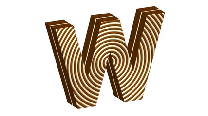 3D ENGLISH ALPHABET MADE OF DARK AND WHITE CHOCOLATE : W