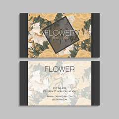 Naklejka na ściany i meble Flower business cards yellow flowers