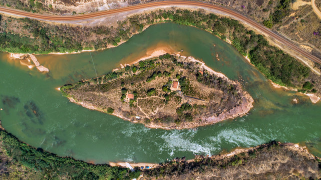 Aerial image of Doce River. Atlantic Forest Biome. Picture made in 2018.