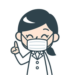 マスクをした女医　笑顔