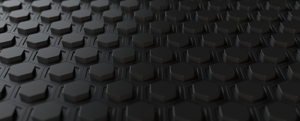 Obraz premium Science and technology black hexagonal tiles abstract technology background