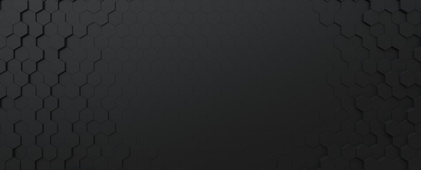Science and technology black hexagonal tiles abstract technology background
