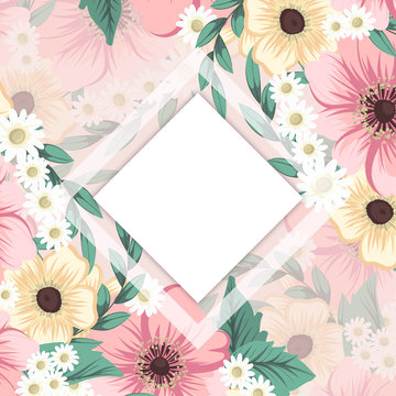 Floral Border Background - Pink Flower Border