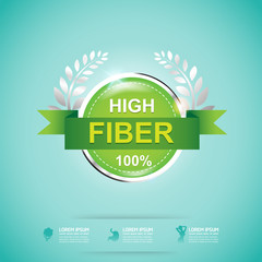 Fiber in Foods Slim Shape and Vitamin Concept Label Vector