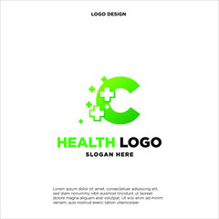 Letter C Pixel logo, Plus sign logo, Medical health care hospital symbol, Technology and digital logotype