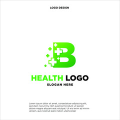 Letter B Pixel logo, Plus sign logo, Medical health care hospital symbol, Technology and digital logotype