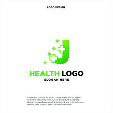 Letter J Pixel logo, Plus sign logo, Medical health care hospital symbol, Technology and digital logotype