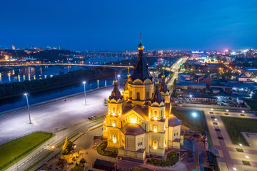 Nizhny Novgorod. Evening panorama of the Arrow. The setting of Naboo