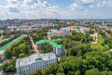 Fototapeta na wymiar Nizhny Novgorod Kremlin summer views on a Sunny day. Shooting from a drone