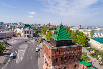 Nizhny Novgorod. Dmitrievskaya tower and Minin square