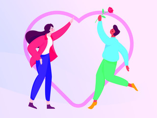 man and woman with heart